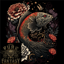 Fantasy Dragon Fish With Roses Mens Light Cotton T-Shirt