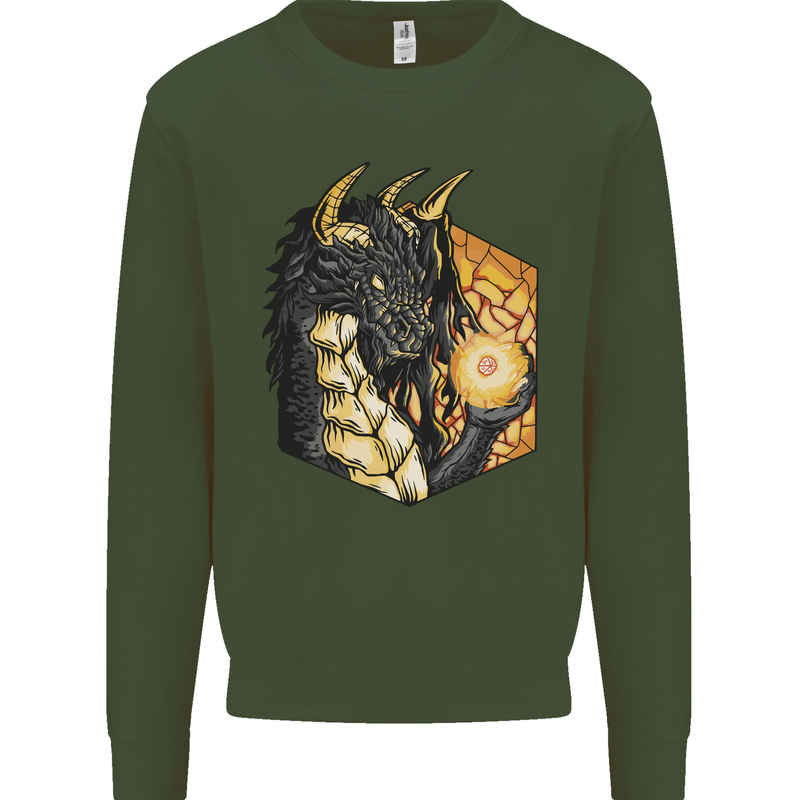 Dragon Dice RPG Role Playing Games Fantasy Kids Sweatshirt Jumper Forest Green