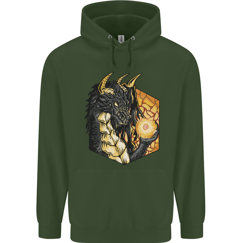 Dragon Dice RPG Role Playing Games Fantasy Mens 80% Cotton Hoodie Forest Green