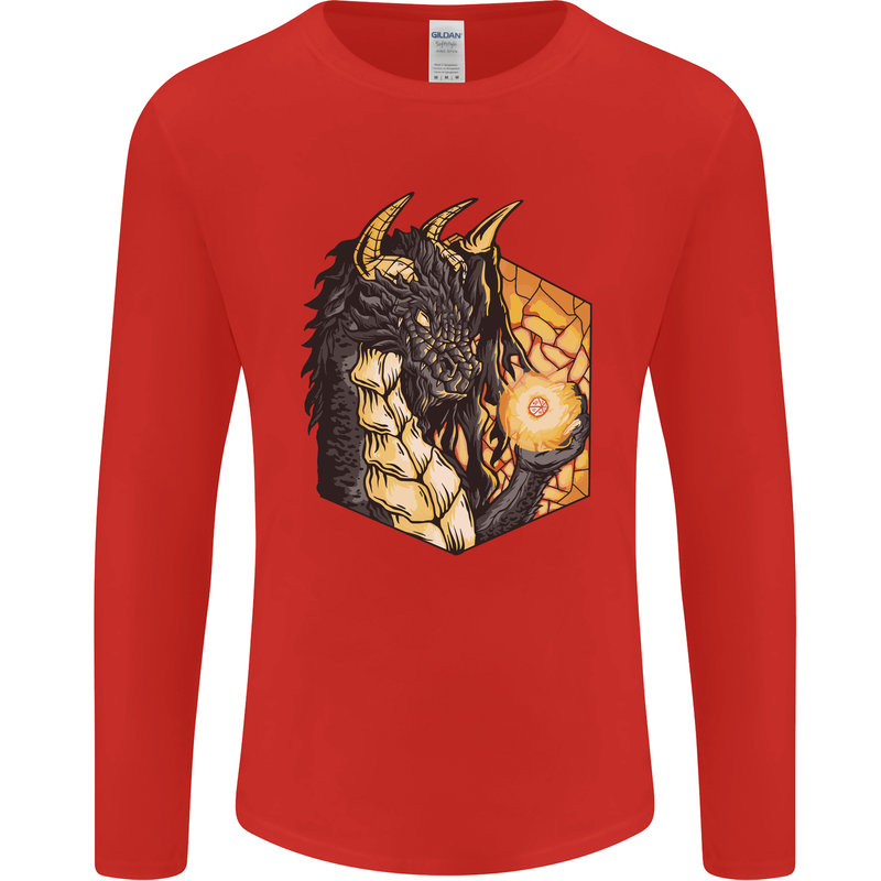 Dragon Dice RPG Role Playing Games Fantasy Mens Long Sleeve T-Shirt Red