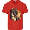Dragon Dice RPG Role Playing Games Fantasy Mens V-Neck Cotton T-Shirt Red