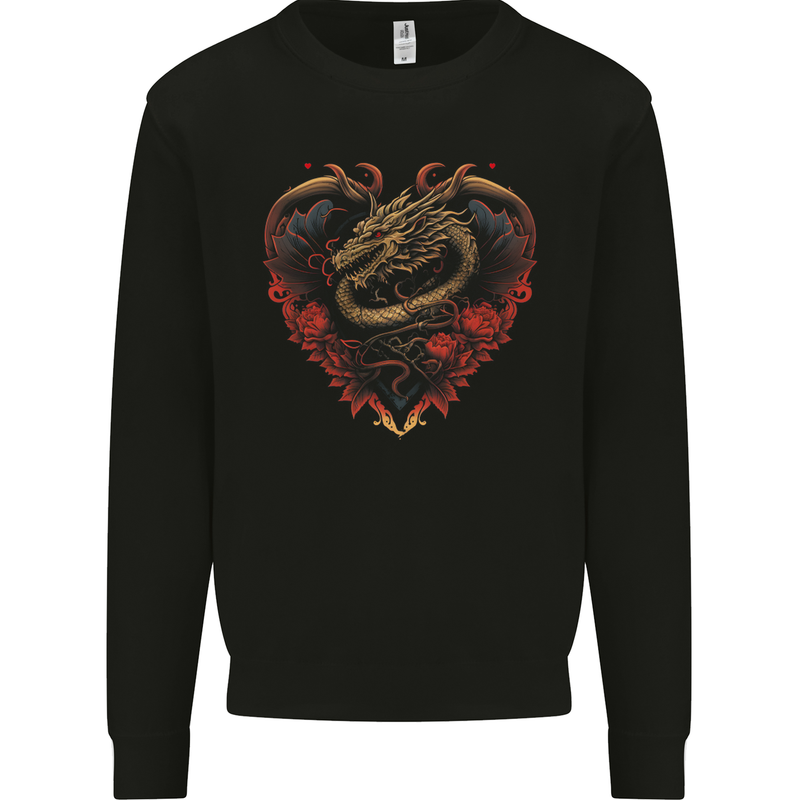 Dragon Heart Fantasy Art Mens Sweatshirt Jumper Black