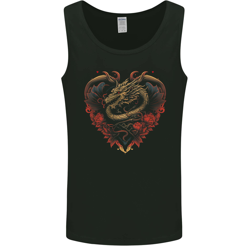 Dragon Heart Fantasy Art Mens Vest Tank Top Black