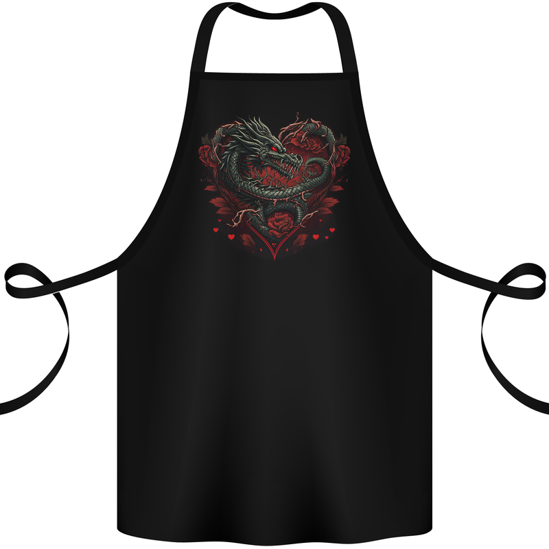 Dragon Heart Fantasy Roses of Passion Cotton Apron 100% Organic Black
