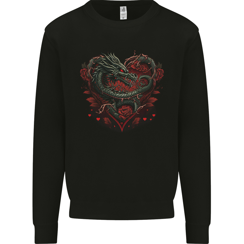 Dragon Heart Fantasy Roses of Passion Kids Sweatshirt Jumper Black