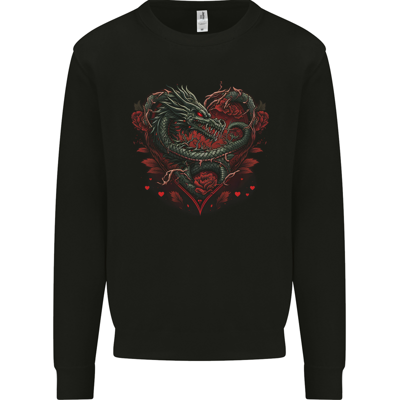 Dragon Heart Fantasy Roses of Passion Mens Sweatshirt Jumper Black