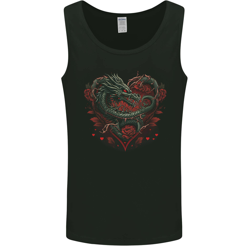 Dragon Heart Fantasy Roses of Passion Mens Vest Tank Top Black