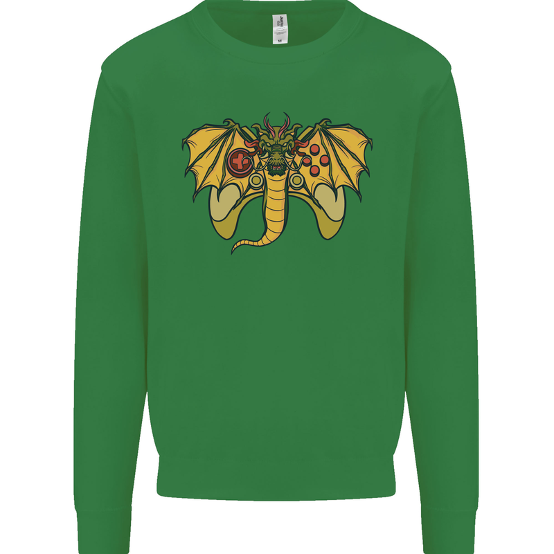 Dragon Joypad Joystick Video Games Console Kids Sweatshirt Jumper Irish Green