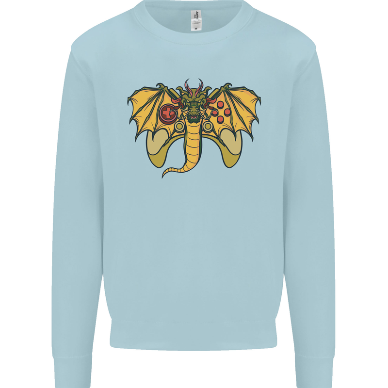 Dragon Joypad Joystick Video Games Console Kids Sweatshirt Jumper Light Blue