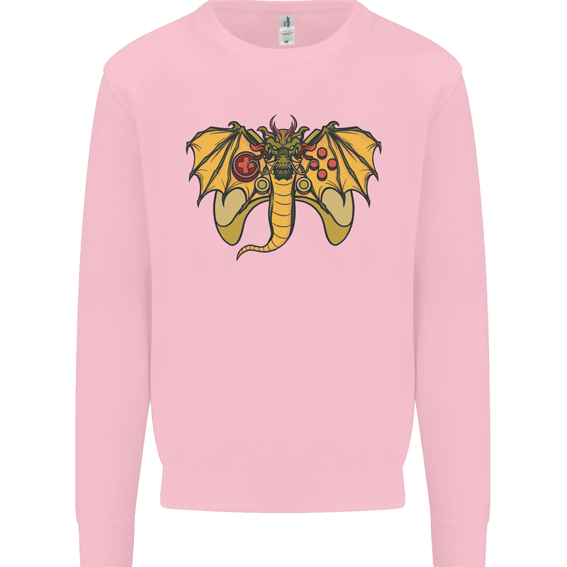 Dragon Joypad Joystick Video Games Console Kids Sweatshirt Jumper Light Pink