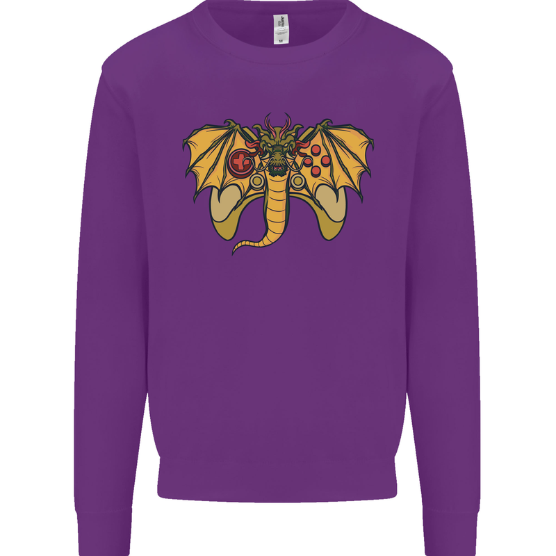 Dragon Joypad Joystick Video Games Console Kids Sweatshirt Jumper Purple