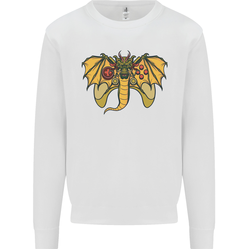 Dragon Joypad Joystick Video Games Console Kids Sweatshirt Jumper White
