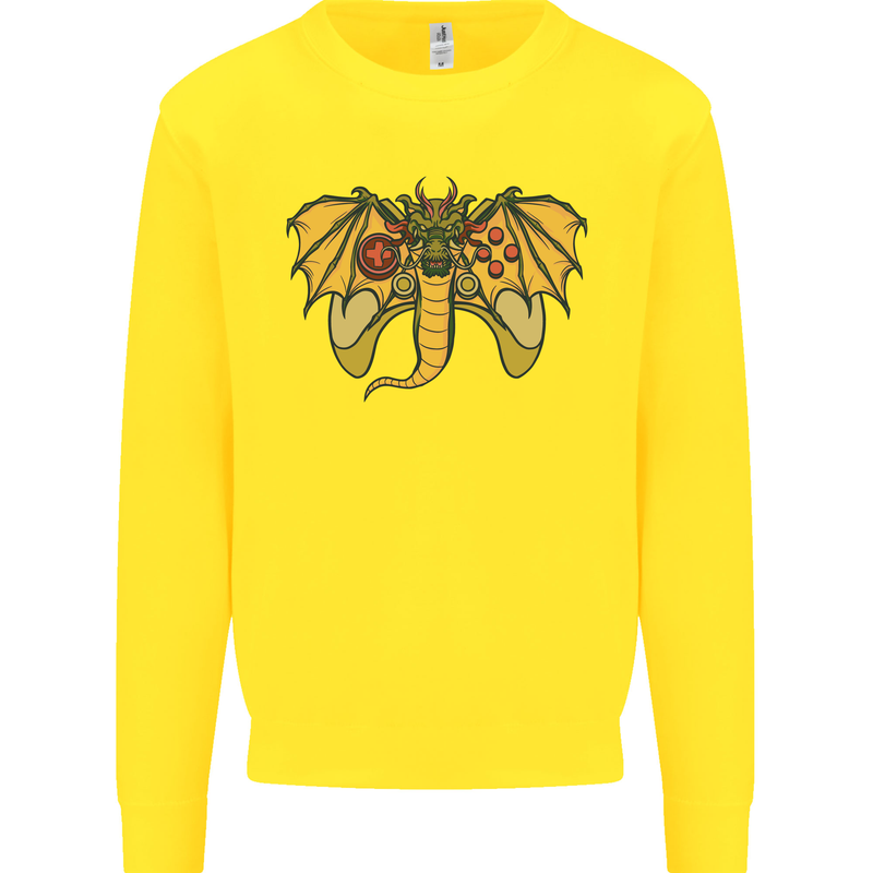 Dragon Joypad Joystick Video Games Console Kids Sweatshirt Jumper Yellow