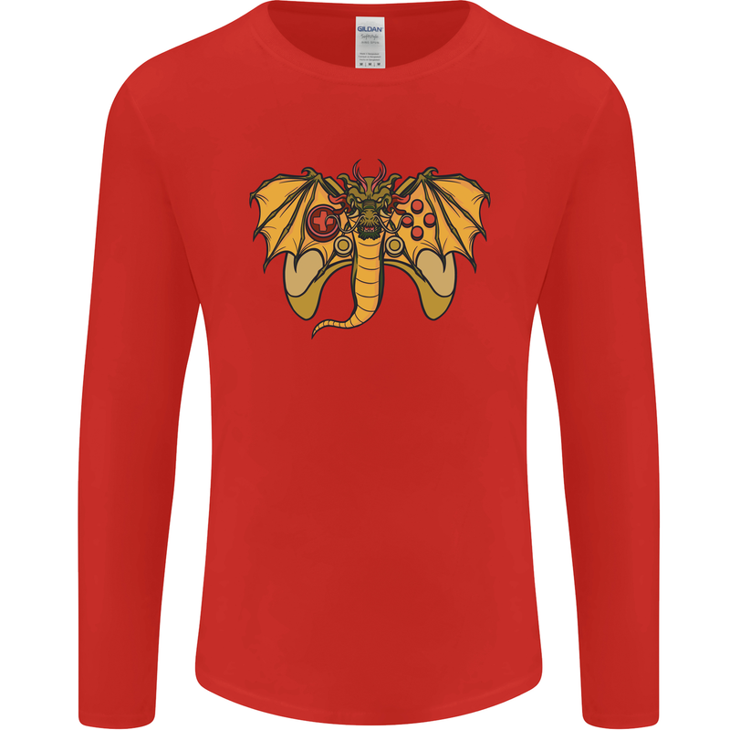 Dragon Joypad Joystick Video Games Console Mens Long Sleeve T-Shirt Red