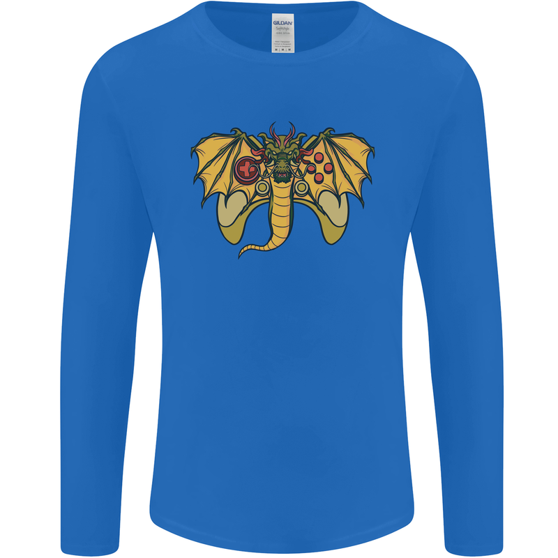 Dragon Joypad Joystick Video Games Console Mens Long Sleeve T-Shirt Royal Blue