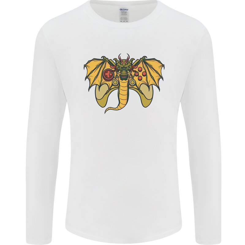 Dragon Joypad Joystick Video Games Console Mens Long Sleeve T-Shirt White
