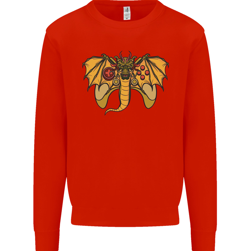 Dragon Joypad Joystick Video Games Console Mens Sweatshirt Jumper Bright Red