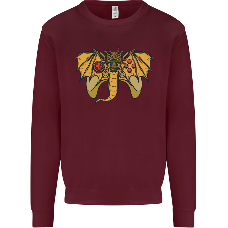 Dragon Joypad Joystick Video Games Console Mens Sweatshirt Jumper Maroon