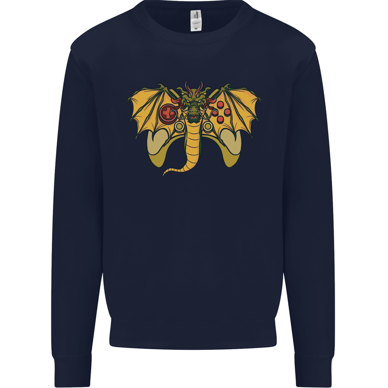Dragon Joypad Joystick Video Games Console Mens Sweatshirt Jumper Navy Blue