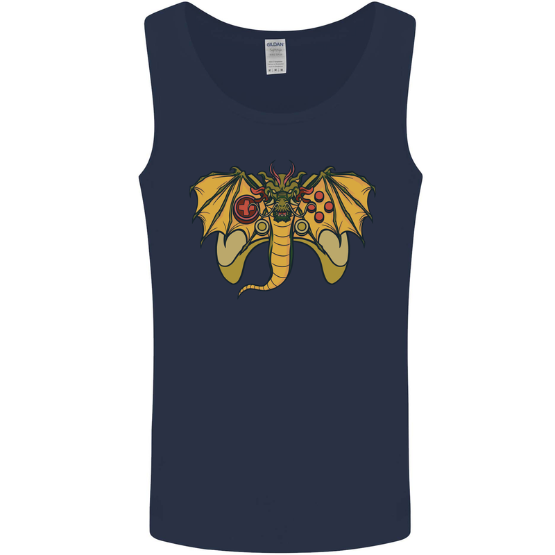 Dragon Joypad Joystick Video Games Console Mens Vest Tank Top Navy Blue
