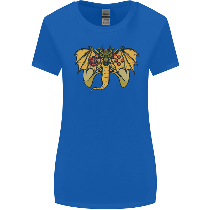 Dragon Joypad Joystick Video Games Console Womens Wider Cut T-Shirt Royal Blue