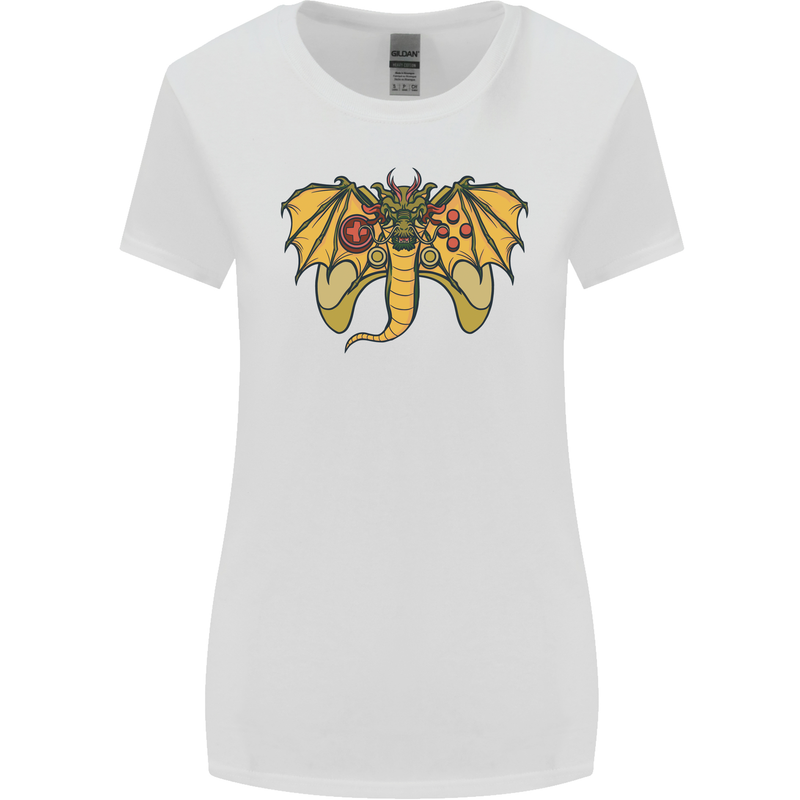 Dragon Joypad Joystick Video Games Console Womens Wider Cut T-Shirt White