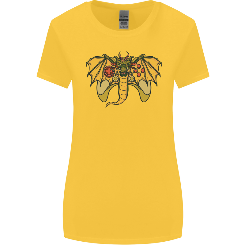 Dragon Joypad Joystick Video Games Console Womens Wider Cut T-Shirt Yellow