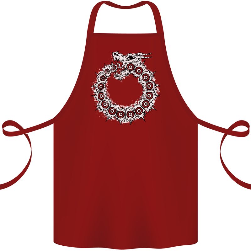 Dragon Symbol Fantasy Chinese Japanese Cotton Apron 100% Organic Maroon