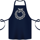 Dragon Symbol Fantasy Chinese Japanese Cotton Apron 100% Organic Navy Blue