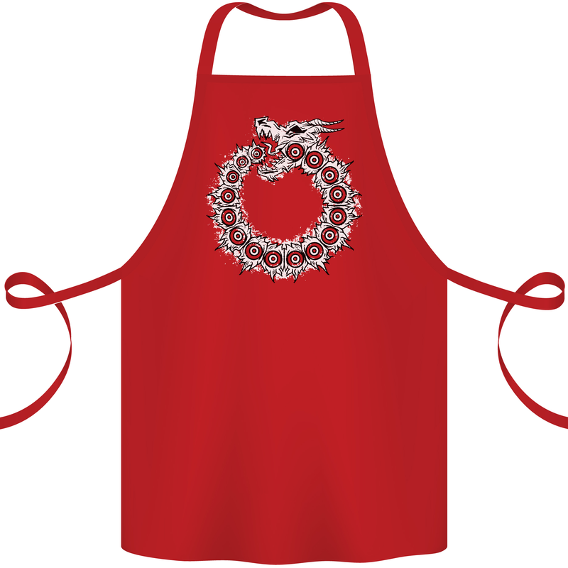 Dragon Symbol Fantasy Chinese Japanese Cotton Apron 100% Organic Red