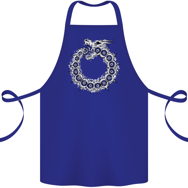 Dragon Symbol Fantasy Chinese Japanese Cotton Apron 100% Organic Royal Blue