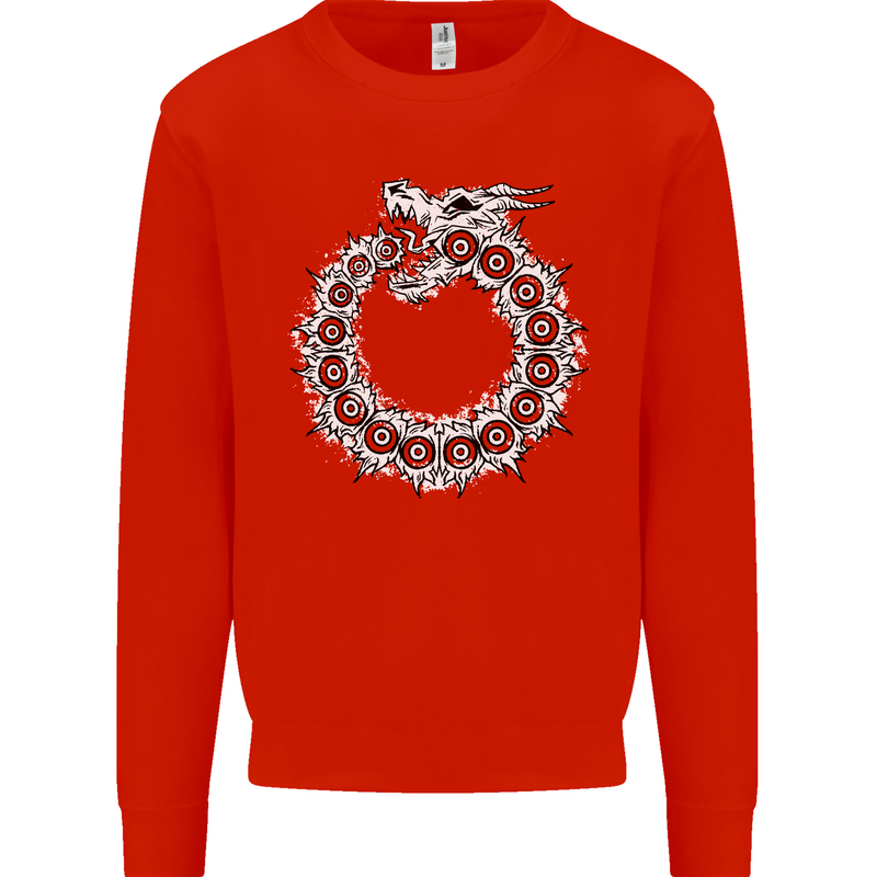 Dragon Symbol Fantasy Chinese Japanese Kids Sweatshirt Jumper Bright Red