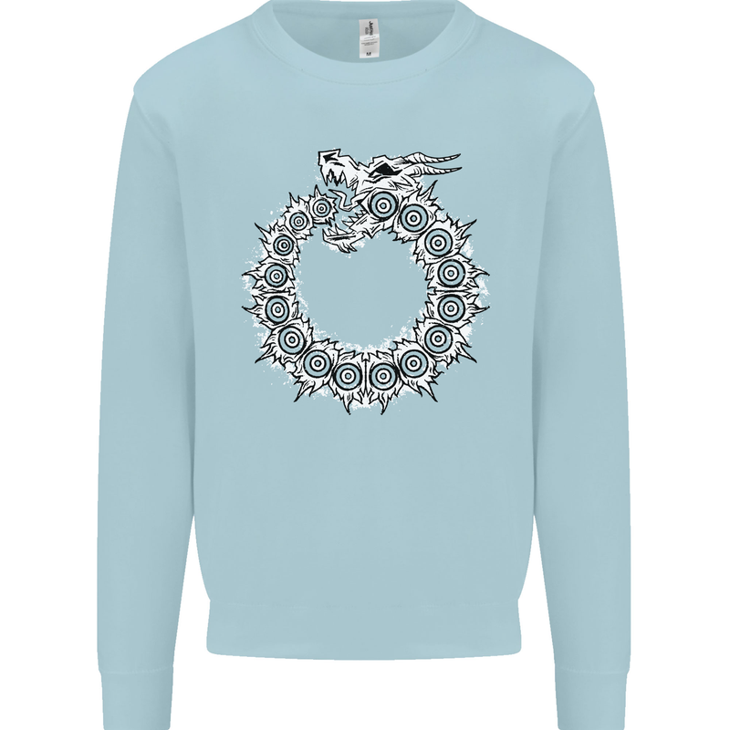 Dragon Symbol Fantasy Chinese Japanese Kids Sweatshirt Jumper Light Blue