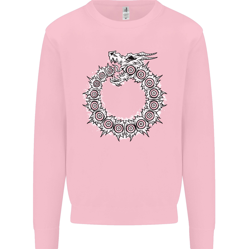 Dragon Symbol Fantasy Chinese Japanese Kids Sweatshirt Jumper Light Pink