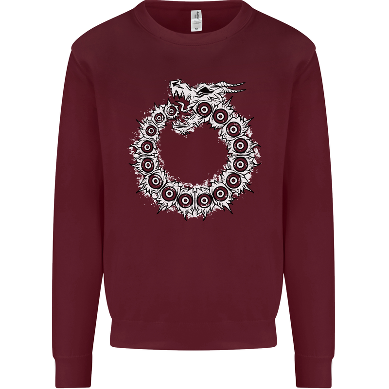 Dragon Symbol Fantasy Chinese Japanese Kids Sweatshirt Jumper Maroon