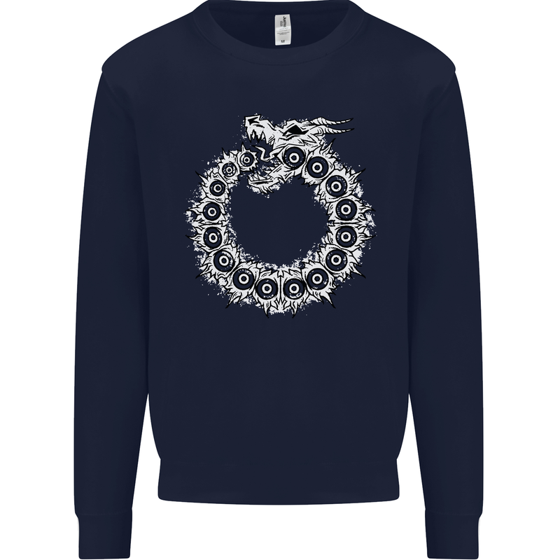 Dragon Symbol Fantasy Chinese Japanese Kids Sweatshirt Jumper Navy Blue