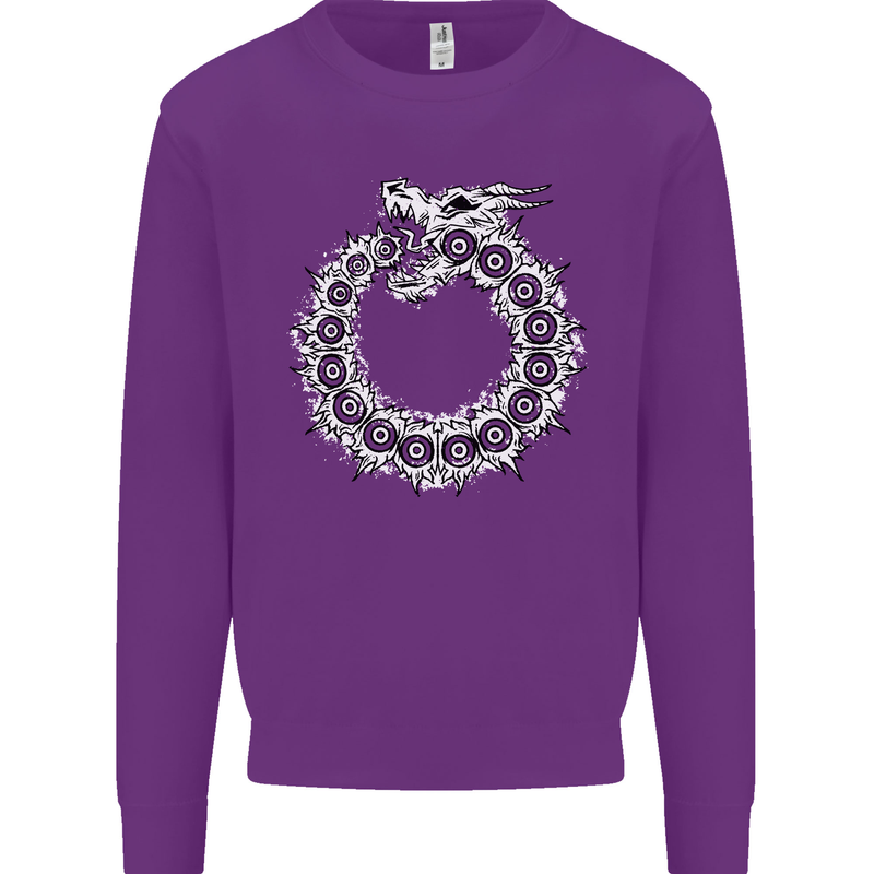 Dragon Symbol Fantasy Chinese Japanese Kids Sweatshirt Jumper Purple