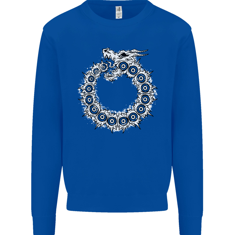 Dragon Symbol Fantasy Chinese Japanese Kids Sweatshirt Jumper Royal Blue
