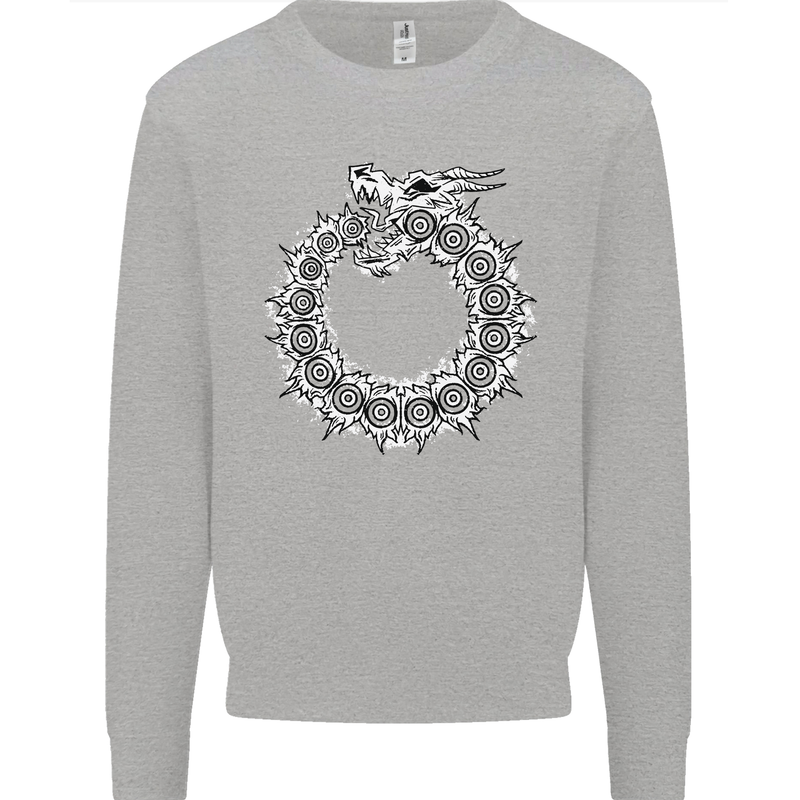 Dragon Symbol Fantasy Chinese Japanese Kids Sweatshirt Jumper Sports Grey