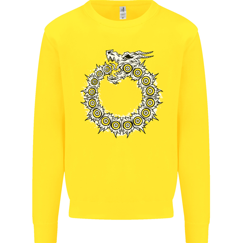 Dragon Symbol Fantasy Chinese Japanese Kids Sweatshirt Jumper Yellow