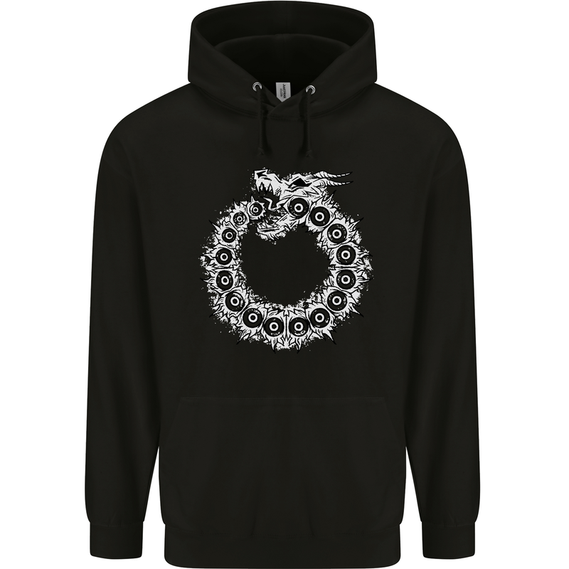 Dragon Symbol Fantasy Chinese Japanese Mens 80% Cotton Hoodie Black