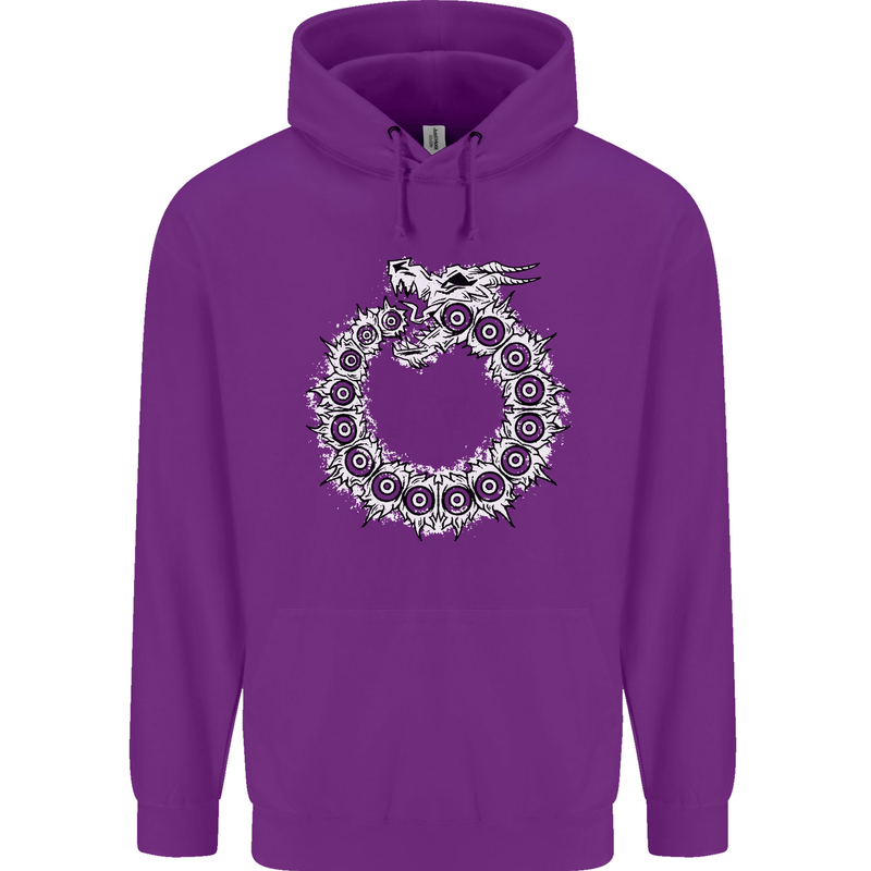 Dragon Symbol Fantasy Chinese Japanese Mens 80% Cotton Hoodie Purple