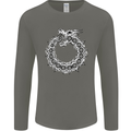Dragon Symbol Fantasy Chinese Japanese Mens Long Sleeve T-Shirt Charcoal