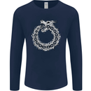 Dragon Symbol Fantasy Chinese Japanese Mens Long Sleeve T-Shirt Navy Blue