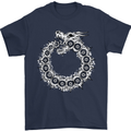 Dragon Symbol Fantasy Chinese Japanese Mens T-Shirt Cotton Gildan Navy Blue