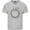 Dragon Symbol Fantasy Chinese Japanese Mens V-Neck Cotton T-Shirt Sports Grey