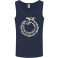 Dragon Symbol Fantasy Chinese Japanese Mens Vest Tank Top Navy Blue