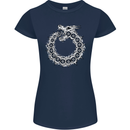 Dragon Symbol Fantasy Chinese Japanese Womens Petite Cut T-Shirt Navy Blue