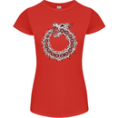 Dragon Symbol Fantasy Chinese Japanese Womens Petite Cut T-Shirt Red