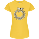 Dragon Symbol Fantasy Chinese Japanese Womens Petite Cut T-Shirt Yellow